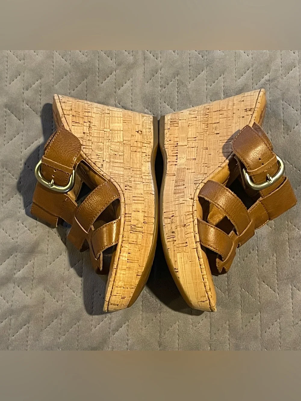 Born cork wedge buckle shoes womens 8 pre-owned condition